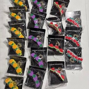 Multi-coloured fruit hair clips